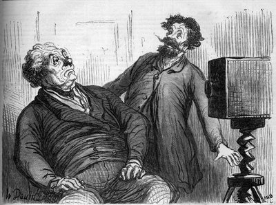 Fotografové a fotografie. Kreslený film Honore Daumier (1808-1879). Rytina v „“ Le Monde Illustré““ n¡259 z 29. března 1862. od Honoré Daumier