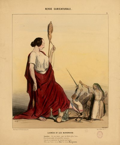 Karikaturní revue č. 9: Lukrécie a purkrabí. Lukrécie v dnešní době, díky krásnějšímu osudu... od Honoré Daumier