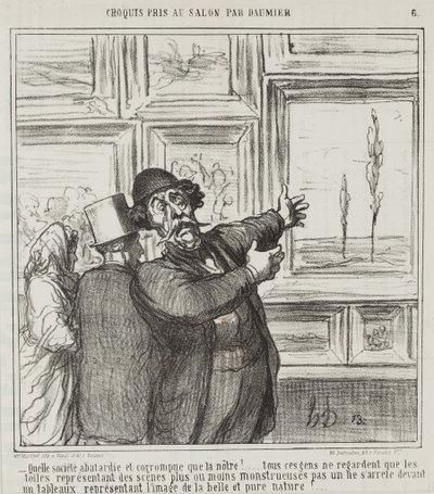 Náčrt vytvořený v Salonu Daumierem, č. 6: Jen se podívejte, v jakém zdegenerovaném a zkaženém světě žijeme. . . od Honoré Daumier