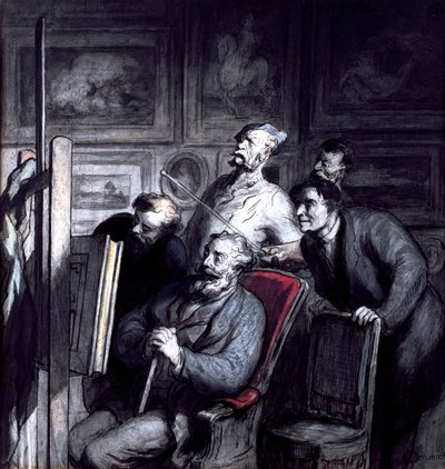 Amatéři, po roce 1862 (pastel, tuš a kvaš na papíře) od Honoré Daumier