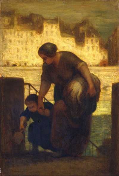 The Laundress, cca 1863 (olej na dřevě) od Honoré Daumier