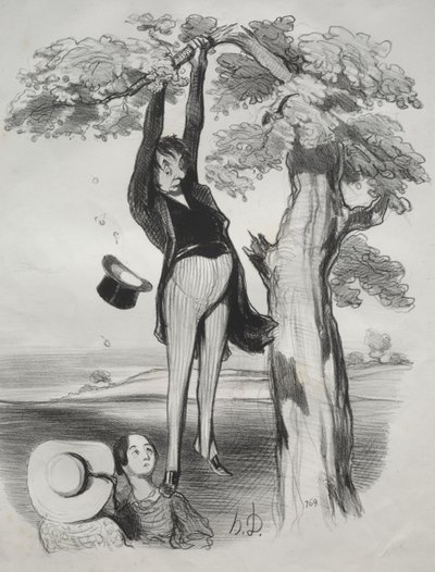 Rizika příliš energického třesení švestkou (když je člověk dospělým mužem) od Honoré Daumier