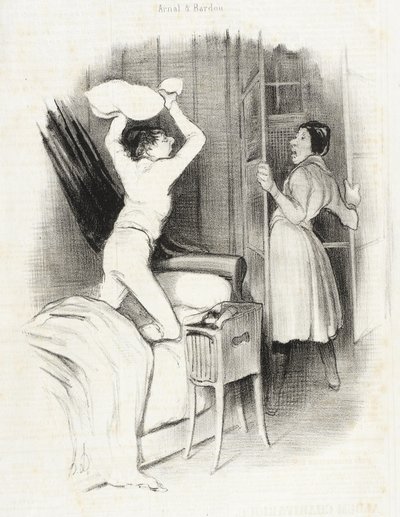 Théâtre du Vaudeville - Po půlnoci od Honoré Daumier