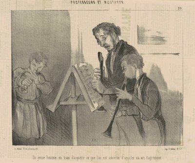Mladý muž v procesu získávání... umění potěšení od Honoré Daumier