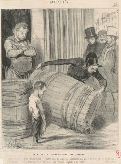 Obchodník s vínem rozrušený ve svém podnikání od Honoré Daumier