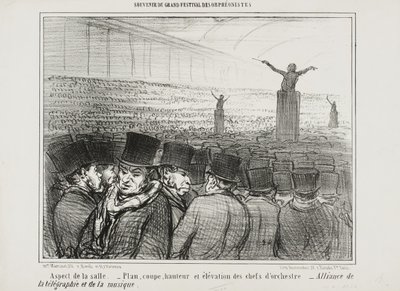 Pohled na velký sál, deska 1 ze Souvenir Du Grand Festival Des Orphéonistes od Honoré Daumier