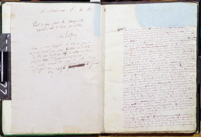 První stránka a věnování madame Hanské z „Le Pere Goriot“ (pero a inkoust na papíře) od Honore de Balzac