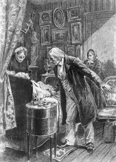 Ilustrace Alcide Theophile Robaudi (aktivní 1874-1884) pro bratrance Ponse, román Honore de Balzaca (1799-1850) z vícesvazkové sbírky s názvem Lidská komedie, vydaný v roce 1900, Paříž od Honore de Balzac