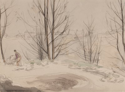 Carshalton Quarry, 1907 (křída a wc na papíře) od Horace Mann Livens
