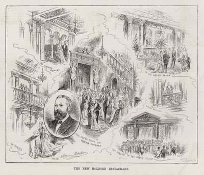 Restaurace The New Holborn (rytina) od Horace Morehen