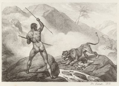 Africký lovec od Emile Jean Horace Vernet