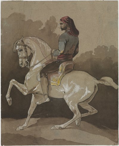 Arab na koni, kolem roku 1800 (pero, tuš, akvarel a kvaš) od Horace Vernet