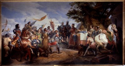 Francouzsko-anglická válka (1202-1214): „“bitva u Bouvines dne 27.7.1214, Philippe Auguste nasadil korunu Francie““ Postavila se proti francouzské armádě Philippa Augusta proti Vlámům a Welfům z Othonu IV. . Francouzské vítězství bylo rozhodující v o od Emile Jean Horace Vernet