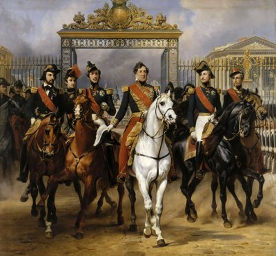 Louis Philippe a jeho synové na koni na tomto odjezdu z Versailles of Lock, 10. června 1837 od Emile Jean Horace Vernet