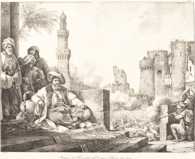 Masakr Mameluke Rebels v káhirském hradu od Emile Jean Horace Vernet