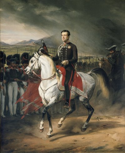 Portrét sardinského krále Carla Alberta Amedea Savojského na koni od Horace Vernet