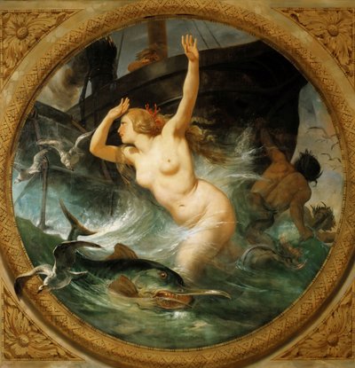 Steam Putting to Flight the Sea Gods Stropní obraz, Salle des Pas perdus, 1839-1847. od Emile Jean Horace Vernet