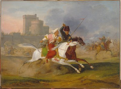 Turek a kozák - obraz Horace Verneta (1789-1863), olej na plátně od Emile Jean Horace Vernet