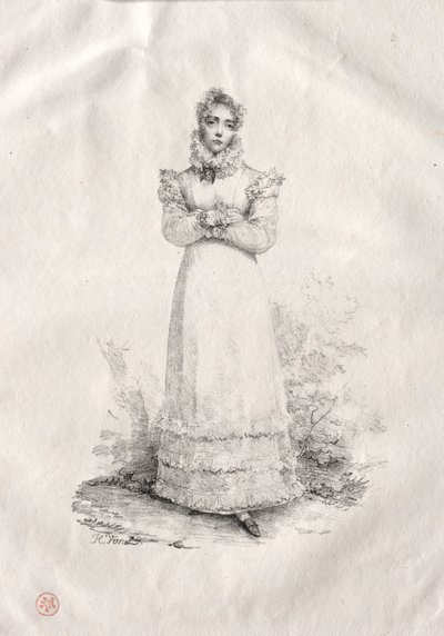 Mladá žena stojící od Emile Jean Horace Vernet