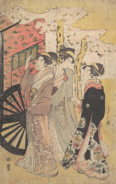 Lady in a Court Carriage Viewing Cherry Blossoms, ca. 1796 Kansei 8. od Hosoda Eishi