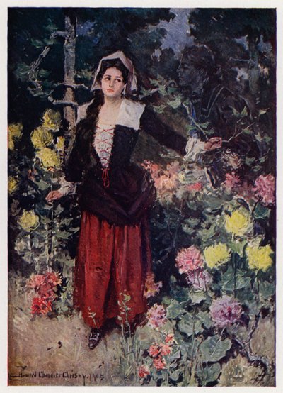 Ilustrace k Evangeline, A Tale of Arcadie, Henry Wadsworth Longfellow (barevné lito) od Howard Chandler (after) Christy