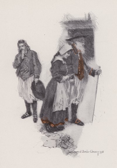 Ilustrace k Evangeline, A Tale of Arcadie, Henry Wadsworth Longfellow (litho) od Howard Chandler (after) Christy