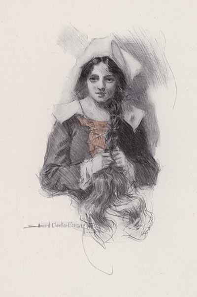 Ilustrace k Evangeline, A Tale of Arcadie, Henry Wadsworth Longfellow (litho) od Howard Chandler (after) Christy