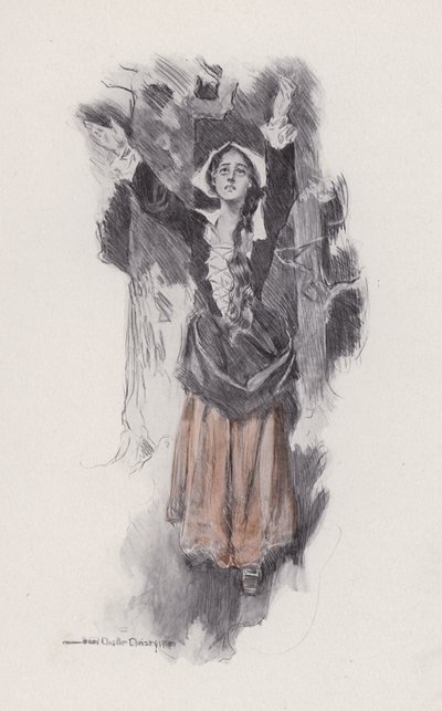 Ilustrace k Evangeline, A Tale of Arcadie, Henry Wadsworth Longfellow (litho) od Howard Chandler (after) Christy