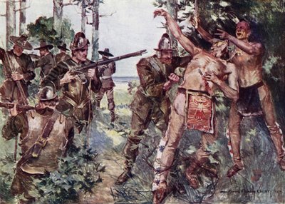 Ilustrace k Námluvě Milese Standishe od Henryho Wadswortha Longfellowa (barevné lito) od Howard Chandler (after) Christy