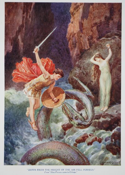 „Z výšky vzduchu spadl Perseus“ (barva litho) od Howard Davie