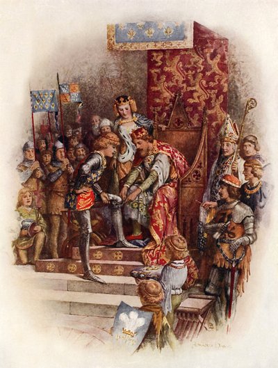 Edward, Černý princ a Řád podvazku (barevné lito) od Howard Davie