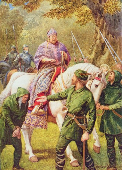 Robin Hood se setkává s biskupem z Herefordu, ilustrace z 