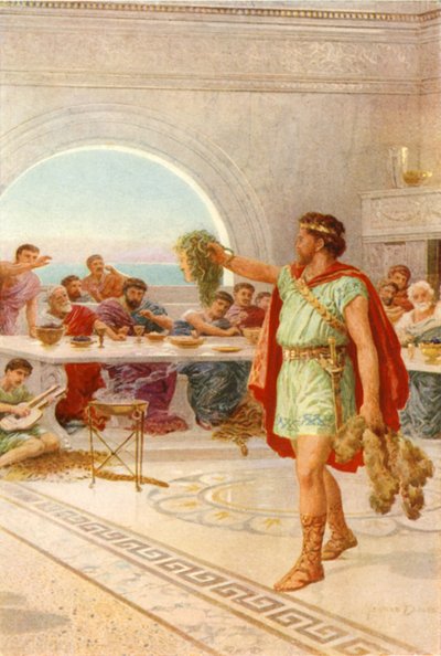 „Pak Perseus držel Gorgoninu hlavu nad hlavou“ (barva litho) od Howard Davie