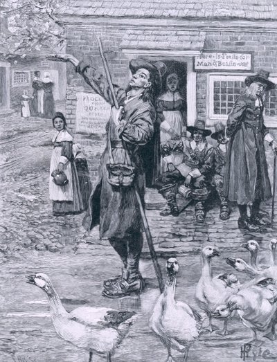 Quaker Exhorter v Nové Anglii, ilustrace z 