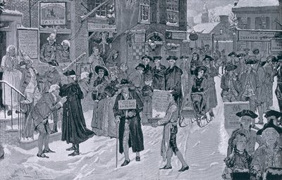 Vánoční ráno ve starém New Yorku před revolucí, ilustrace z Harper