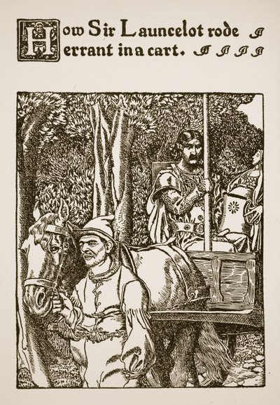 Jak sir Launcelot jel na potulce na voze, ilustrace z „Příběhu sira Launcelota a jeho společníků“, 1907 od Howard Pyle