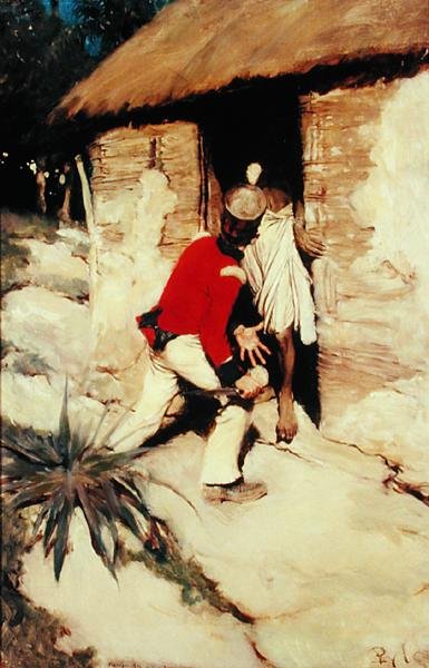 „Pokud tě tu znovu chytím, budeš potřebovat někoho, kdo by tě zašil“, z filmu „Sindibad in Burrator“ od Arthura Quiler-Couche (1863-1944), publikovaného v Scribner