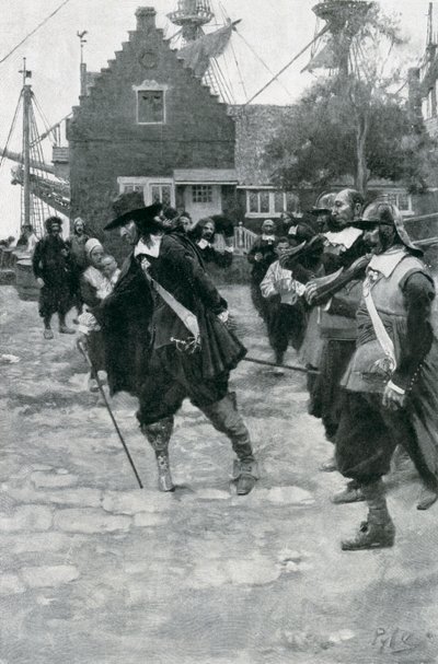 The Arrival of Stuyvesant in New Amsterdam, ilustrace z 