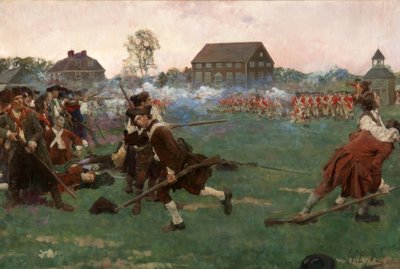 Boj na Lexington Common, 19. dubna 1775 od Howard Pyle