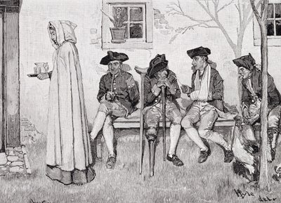 "The Wounded Soldiers Sat along the Wall", ilustrace z časopisu Harper