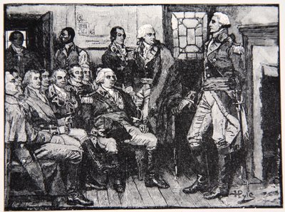 Washington a jeho generálové v poradě, 15. března 1783, ilustrace z Harper