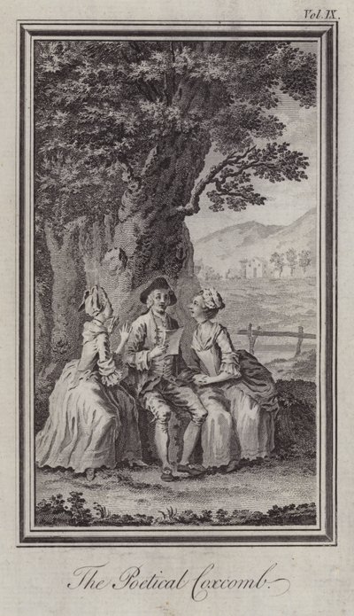 The Poetical Coxcomb (rytina) od Hubert (after) Gravelot