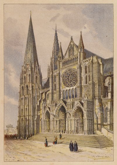 Notre-Dame De Chartres (barevná litografie) od Hubert Clerget