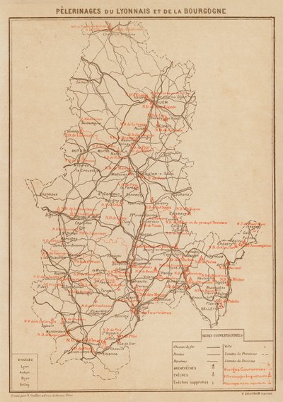 Pelerinages Du Lyonnais Et De La Bourgogne (barevná litografie) od Hubert Clerget