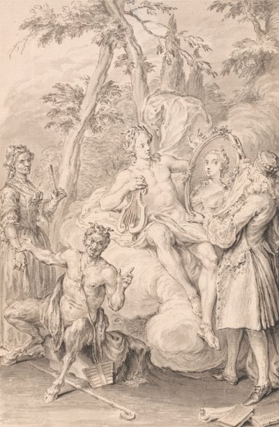 Kresba pro Frontispis: "Přípitek" od Hubert Francois Gravelot