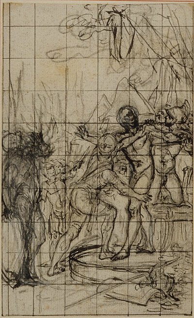 Zvětšená studie k ilustraci v Tacitově díle "Tiberius aneb Prvních šest knih letopisů", kniha 1, svazek 1. od Hubert Francois Gravelot
