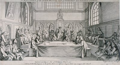 Setkání v Guildhall Council Chamber, City of London, 1750. od Hubert Francois Gravelot