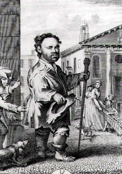 Owen Farrell (nar. 1716), irský trpaslík, vyryl James Hulett (nar. 1771), nakl. v roce 1742 od Hubert Francois Gravelot