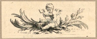 Tisk, koník, Putto s lopatou od Hubert Francois Gravelot
