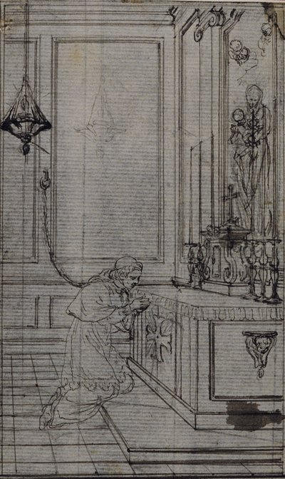 Studie k vinětě v knize abbého Dinouarta "Vie du Venerable don Juan de Palafox", str. 256. od Hubert Francois Gravelot